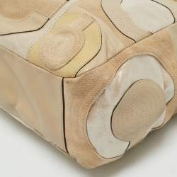 Coach Beige Mix Leather Mia Inlaid C Tote