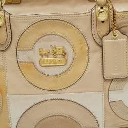 Coach Beige Mix Leather Mia Inlaid C Tote