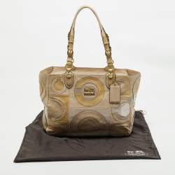 Coach Beige Mix Leather Mia Inlaid C Tote