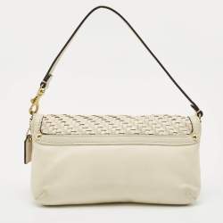 Coach White Woven Leather Kristin Clutch Bag