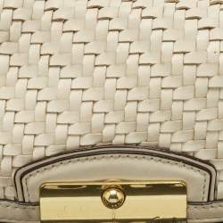 Coach White Woven Leather Kristin Clutch Bag