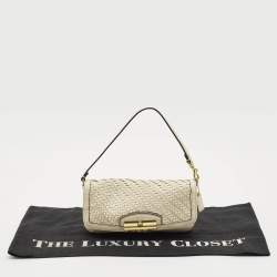 Coach White Woven Leather Kristin Clutch Bag