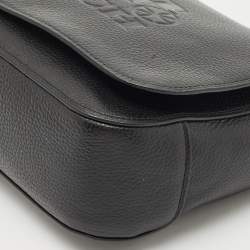 Coach Black Leather Logo Embossed Jes Flap Messenger Bag