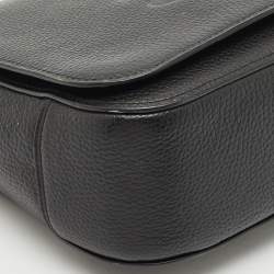 Coach Black Leather Logo Embossed Jes Flap Messenger Bag