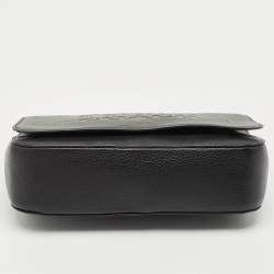 Coach Black Leather Logo Embossed Jes Flap Messenger Bag
