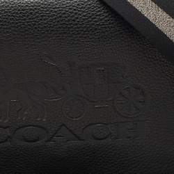 Coach Black Leather Logo Embossed Jes Flap Messenger Bag