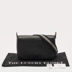 Coach Black Leather Logo Embossed Jes Flap Messenger Bag
