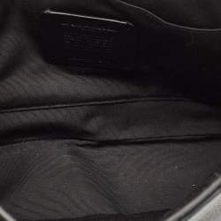 Coach Black Leather Logo Embossed Jes Flap Messenger Bag