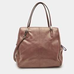 Coach Metallic Beige Leather E/W Madison Madeline Satchel