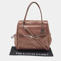 Coach Metallic Beige Leather E/W Madison Madeline Satchel