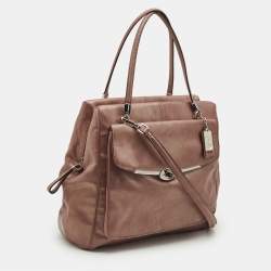 Coach Metallic Beige Leather E/W Madison Madeline Satchel