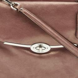 Coach Metallic Beige Leather E/W Madison Madeline Satchel