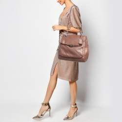 Coach Metallic Beige Leather E/W Madison Madeline Satchel