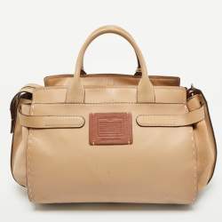 Coach Tan Leather and Suede Double Swagger Tote