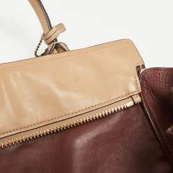 Coach Tan Leather and Suede Double Swagger Tote