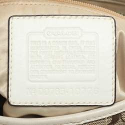 Pre Owned Coach Beige/White Signature Canvas and Leather Shoulder Bag