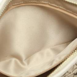 Pre Owned Coach Beige/White Signature Canvas and Leather Shoulder Bag