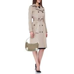 Pre Owned Coach Beige/White Signature Canvas and Leather Shoulder Bag