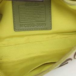 Coach Beige/Green Signature Patchwork Canvas and Python Buckle Shoulder Bag  