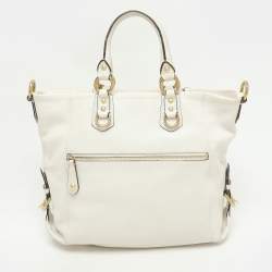 Pre Owned Coach White Leather Julianne Tote