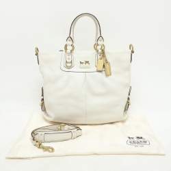 Pre Owned Coach White Leather Julianne Tote