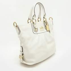 Pre Owned Coach White Leather Julianne Tote