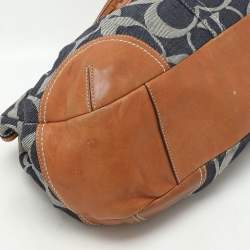Coach Black/Brown Denim and Leather Frame Shoulder Bag