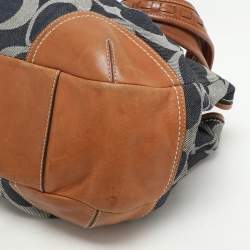 Coach Black/Brown Denim and Leather Frame Shoulder Bag