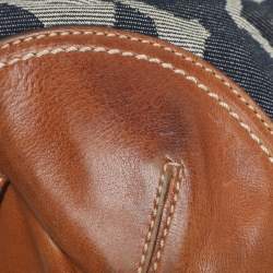 Coach Black/Brown Denim and Leather Frame Shoulder Bag