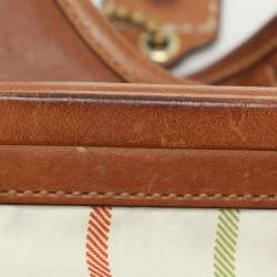 Coach Black/Brown Denim and Leather Frame Shoulder Bag