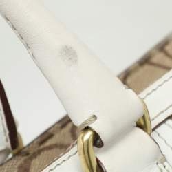 Coach Beige/White Signature Canvas and Leather Hampton Satchel
