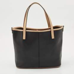 Coach Black/Tan Coated Canvas Small Metro Horse Carriage Shopper Tote