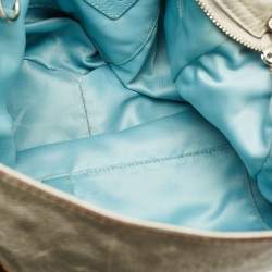 Coach Beige/Silver Signature Canvas and Leather Zoe Hobo