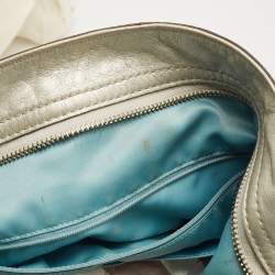 Coach Beige/Silver Signature Canvas and Leather Zoe Hobo