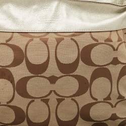 Coach Beige/Silver Signature Canvas and Leather Zoe Hobo