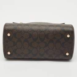 Coach Brown/Red Signature Coated Canvas and Leather Rowan Boston Satchel