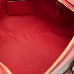 Coach Brown/Red Signature Coated Canvas and Leather Rowan Boston Satchel