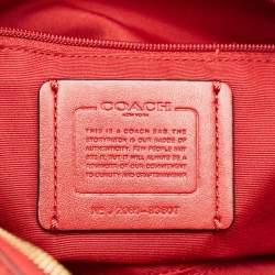 Coach Brown/Red Signature Coated Canvas and Leather Rowan Boston Satchel