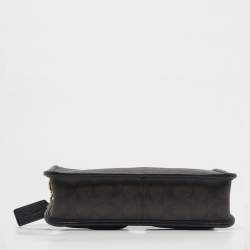 Pre Owned Coach Black/Brown Signature Coated Canvas and Leather Pennie Crossbody Bag