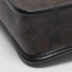 Pre Owned Coach Black/Brown Signature Coated Canvas and Leather Pennie Crossbody Bag