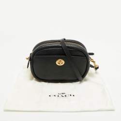 Pre Owned Coach Black Pebble Leather Camera Crossbody Bag