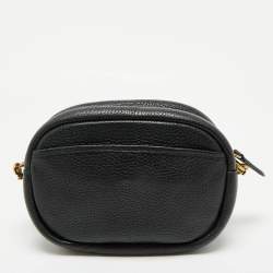 Pre Owned Coach Black Pebble Leather Camera Crossbody Bag