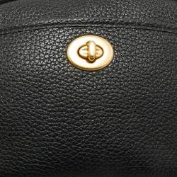 Pre Owned Coach Black Pebble Leather Camera Crossbody Bag
