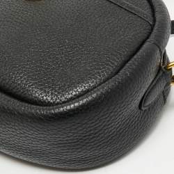 Pre Owned Coach Black Pebble Leather Camera Crossbody Bag