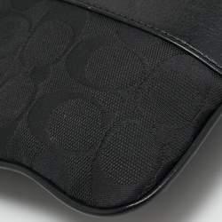 Pre Owned Coach Black Signature Canvas and Leather Swingpack Crossbody Bag