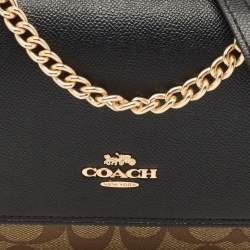 Pre Owned Coach Black/Brown Signature Coated Canvas and Leather Klare Crossbody Bag