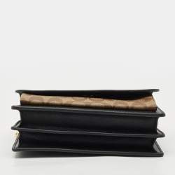 Pre Owned Coach Black/Brown Signature Coated Canvas and Leather Klare Crossbody Bag