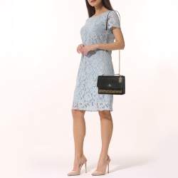 Pre Owned Coach Black/Brown Signature Coated Canvas and Leather Klare Crossbody Bag