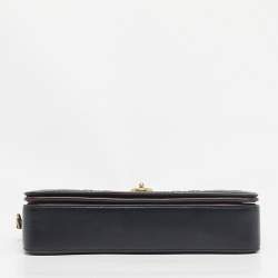 Pre Owned Coach Black Signature Embossed Leather Dinky Crossbody Bag