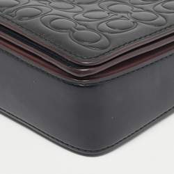 Pre Owned Coach Black Signature Embossed Leather Dinky Crossbody Bag